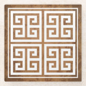 Grieks Key Pattern Ontwerp Glazen Onderzetter (Voorkant)