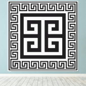 Grieks Key Pattern Zwart Design Canvas Print (Insitu (Houten vloer))