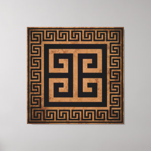 Grieks Key Pattern Zwart Design Canvas Print