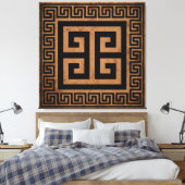 Grieks Key Pattern Zwart Design Canvas Print (Insitu (Slaapkamer))