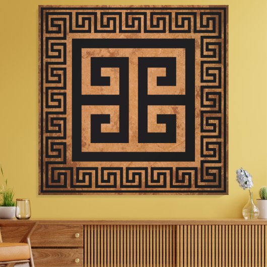 Grieks Key Pattern Zwart Design Canvas Print (Insitu (Woonkamer))