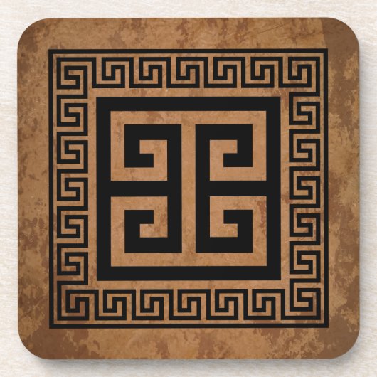 Grieks Key Pattern Zwart Design Onderzetter (Voorkant)