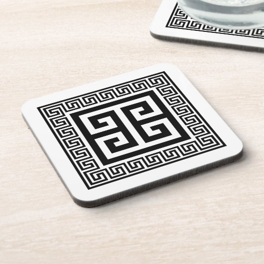 Grieks Key Pattern Zwart Design Onderzetter (Linkerzijde)