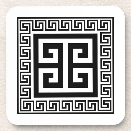 Grieks Key Pattern Zwart Design Onderzetter (Voorkant)
