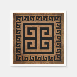 Grieks Key Pattern Zwart Design Papier Servetten