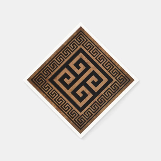 Grieks Key Pattern Zwart Design Papier Servetten (Hoek)