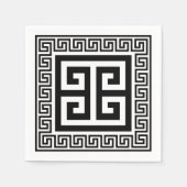 Grieks Key Pattern Zwart Design Papier Servetten (Voorkant)
