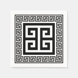 Grieks Key Pattern Zwart Design Papier Servetten