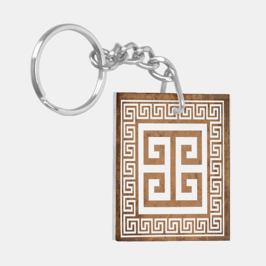Grieks Key Wit Ontwerp Acryl Sleutelhanger (Voorkant Links)
