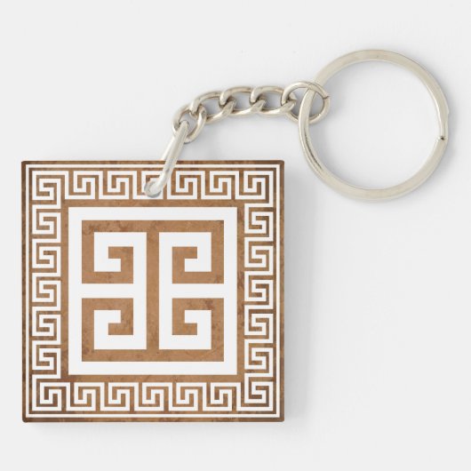 Grieks Key Wit Ontwerp Acryl Sleutelhanger (Achterkant)