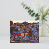 Grieks kleurig strand briefkaart (Staand voorkant)