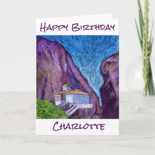 Grieks klooster gepersonaliseerde Happy Birthday K Kaart