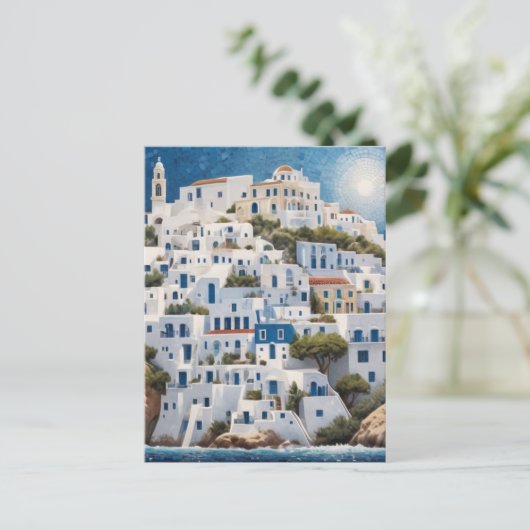 Grieks kustdorp Griekenland Zee Berghuizen Briefkaart (Staand voorkant)