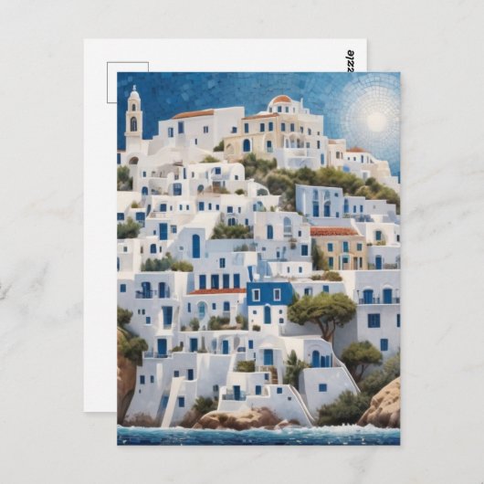 Grieks kustdorp Griekenland Zee Berghuizen Briefkaart (Voorkant / Achterkant)