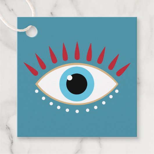 Grieks Kwaad Oog Rode Wimpers Bedankjes Labels (Voorkant)