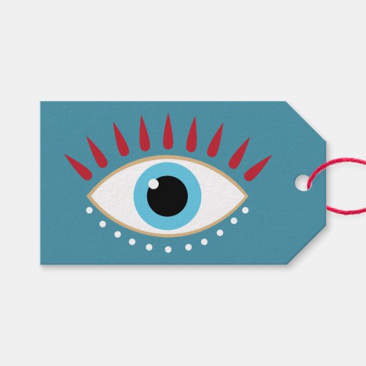 Grieks Kwaad Oog Rode Wimpers Cadeaulabel (Voorkant (Horizontaal))