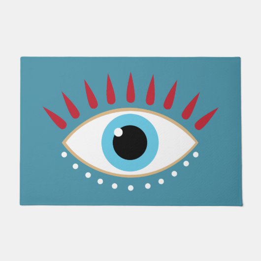 Grieks Kwaad Oog Rode Wimpers Deurmat (Voorkant)