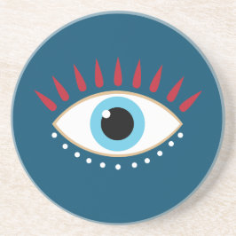 Grieks Kwaad Oog Rode Wimpers Zandsteen Onderzetter