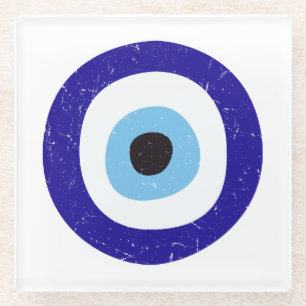 Grieks Kwaad Oog Verdrietig Ontwerp Glazen Onderzetter