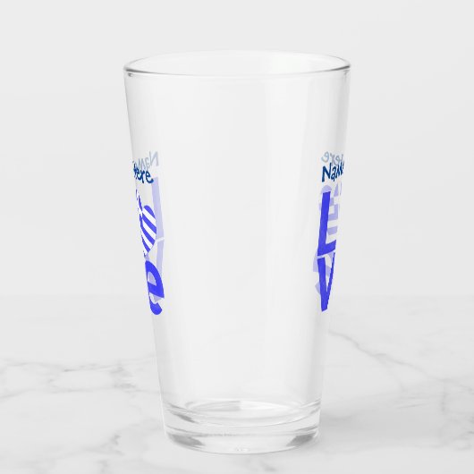 Grieks liefdesvlag Blauw op maat Glas (Rechts)