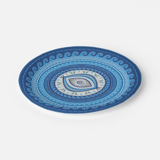 Grieks Mati Mataki - Griekse versiering van de oge Papieren Bordje (Gekanteld)