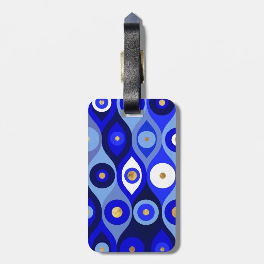 Grieks Mati Mataki - Matiasma Evil Eye blue Bagagelabel (Achterkant verticaal)