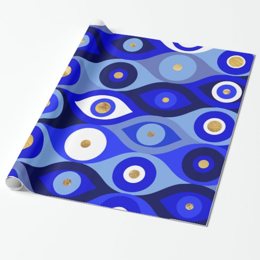 Grieks Mati Mataki - Matiasma Evil Eye blue Cadeaupapier (Uitgerold)