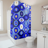 Grieks Mati Mataki - Matiasma Evil Eye blue Douchegordijn (In situ)