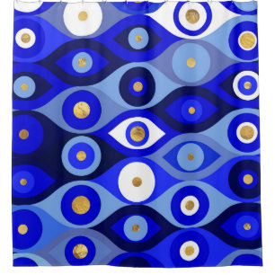 Grieks Mati Mataki - Matiasma Evil Eye blue Douchegordijn