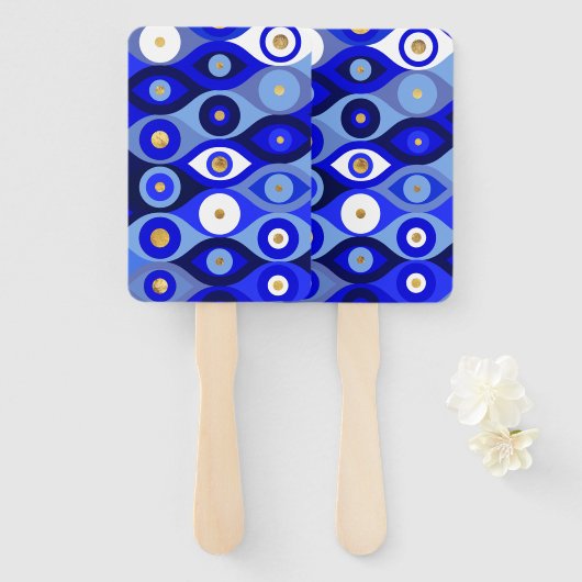 Grieks Mati Mataki - Matiasma Evil Eye blue Handwaaier (Voorkant en achterkant)