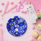 Grieks Mati Mataki - Matiasma Evil Eye blue Papieren Bordje (Feest)