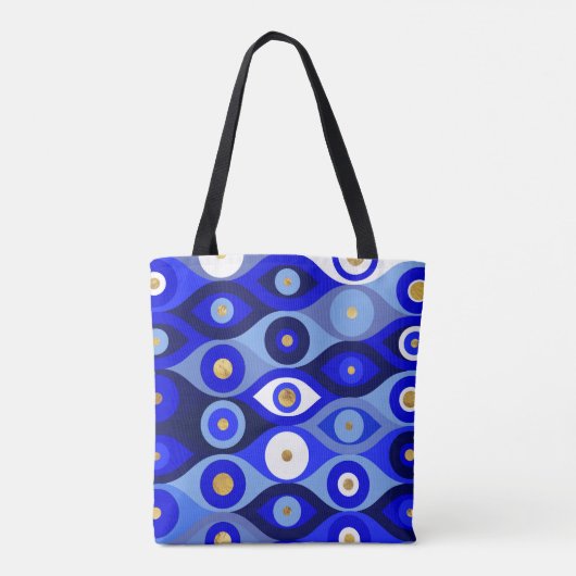 Grieks Mati Mataki - Matiasma Evil Eye blue Tote Bag (Achterkant)