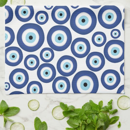 Grieks Mati Mataki - Matiasma Evil Eye Pattern #1 Theedoek (Gevouwen)