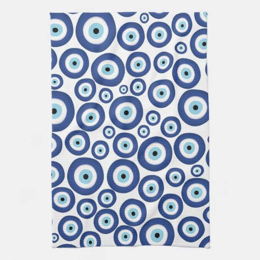 Grieks Mati Mataki - Matiasma Evil Eye Pattern #1 Theedoek (Verticaal)