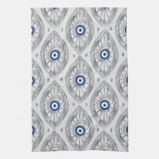 Grieks Mati Mataki - Matiasma Evil Eye Pattern #3 Theedoek (Verticaal)