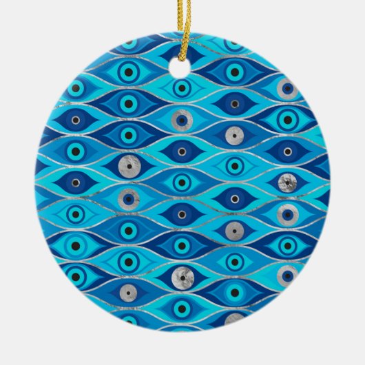 Grieks Mati Mataki - Matiasma Evil Eye Pattern Keramisch Ornament (Voorkant)