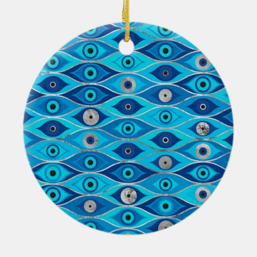 Grieks Mati Mataki - Matiasma Evil Eye Pattern Keramisch Ornament (Achterkant)