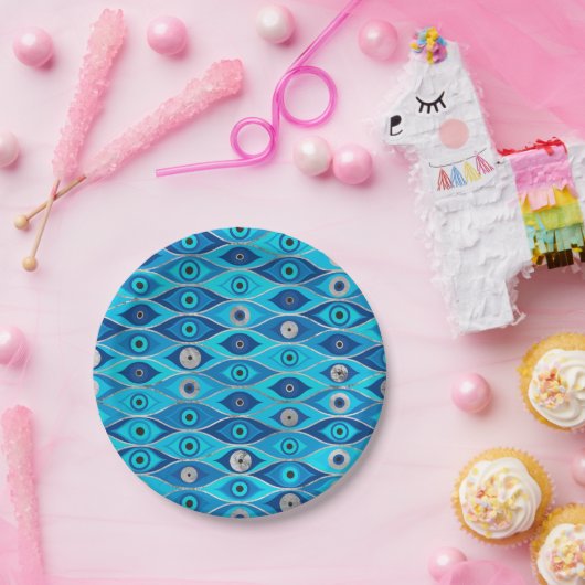 Grieks Mati Mataki - Matiasma Evil Eye Pattern Papieren Bordje (Feest)