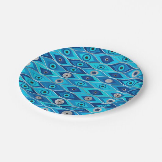 Grieks Mati Mataki - Matiasma Evil Eye Pattern Papieren Bordje (Gekanteld)