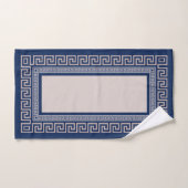 Grieks Meander - Griekse sleutel - blauw en beige Bad Handdoek (Handdoek)