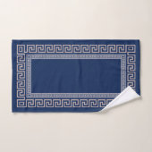 Grieks Meander - Griekse sleutel - blauw en beige Bad Handdoek (Handdoek)