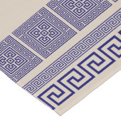 Grieks Meander - Griekse sleutel - blauw en beige Lange Tafelloper (Hoek)