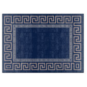 Grieks Meander - Griekse sleutel - blauw en beige Snijplank (Voorkant)