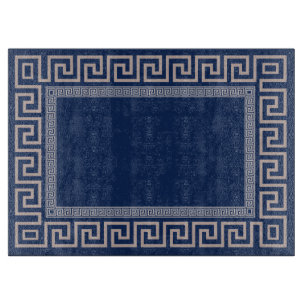 Grieks Meander - Griekse sleutel - blauw en beige Snijplank