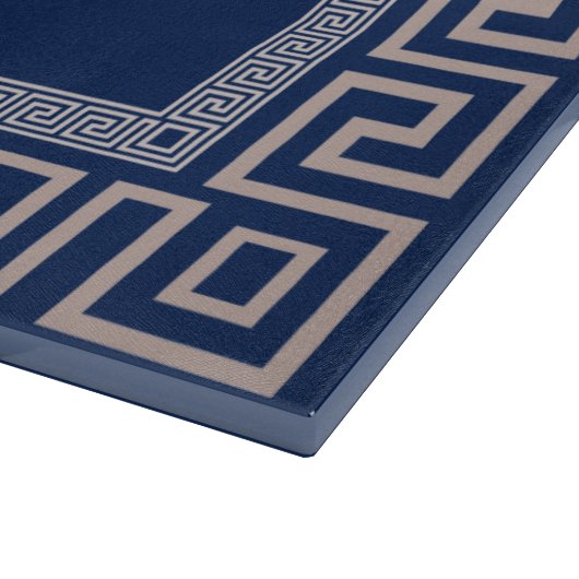 Grieks Meander - Griekse sleutel - blauw en beige Snijplank (Hoek)