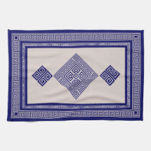 Grieks Meander - Griekse sleutel - blauw en beige