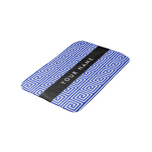 Grieks Meander Key Blue, Jouw naam, Personaliseren Badmat