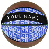 Grieks Meander Key Blue, Jouw naam, Personaliseren Basketbal (Voorkant)