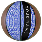 Grieks Meander Key Blue, Jouw naam, Personaliseren Basketbal (Verticaal)