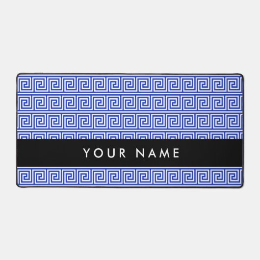 Grieks Meander Key Blue, Jouw naam, Personaliseren Bureaumat (Voorkant)